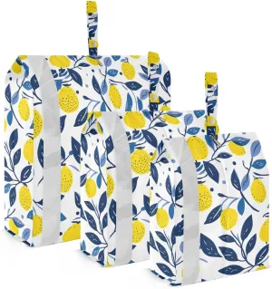 Lemon Blue Leaves Packing Cubes for Travel 3 Set Packing Compression Cubes Luggage Organizer Bags for Carry On