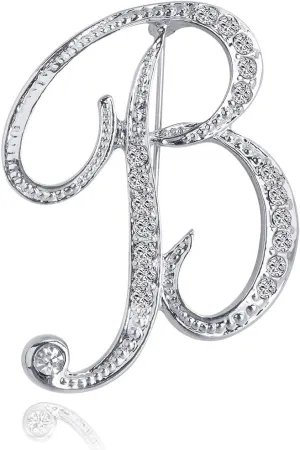 Letter Brooch A-Z 26 Personalized Design Initial Letters Pins Clear Crystal Rhinestone Brooch pin