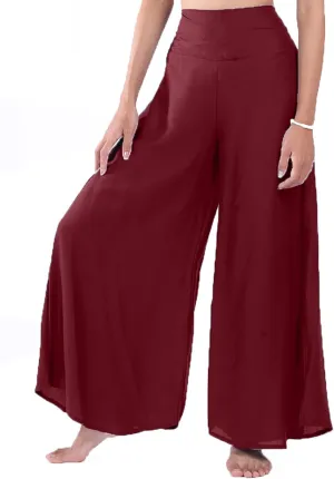 LOFBAZ Women's Wide Leg Palazzo Pants Yoga Lounge Hippie Harem Flowy Trousers