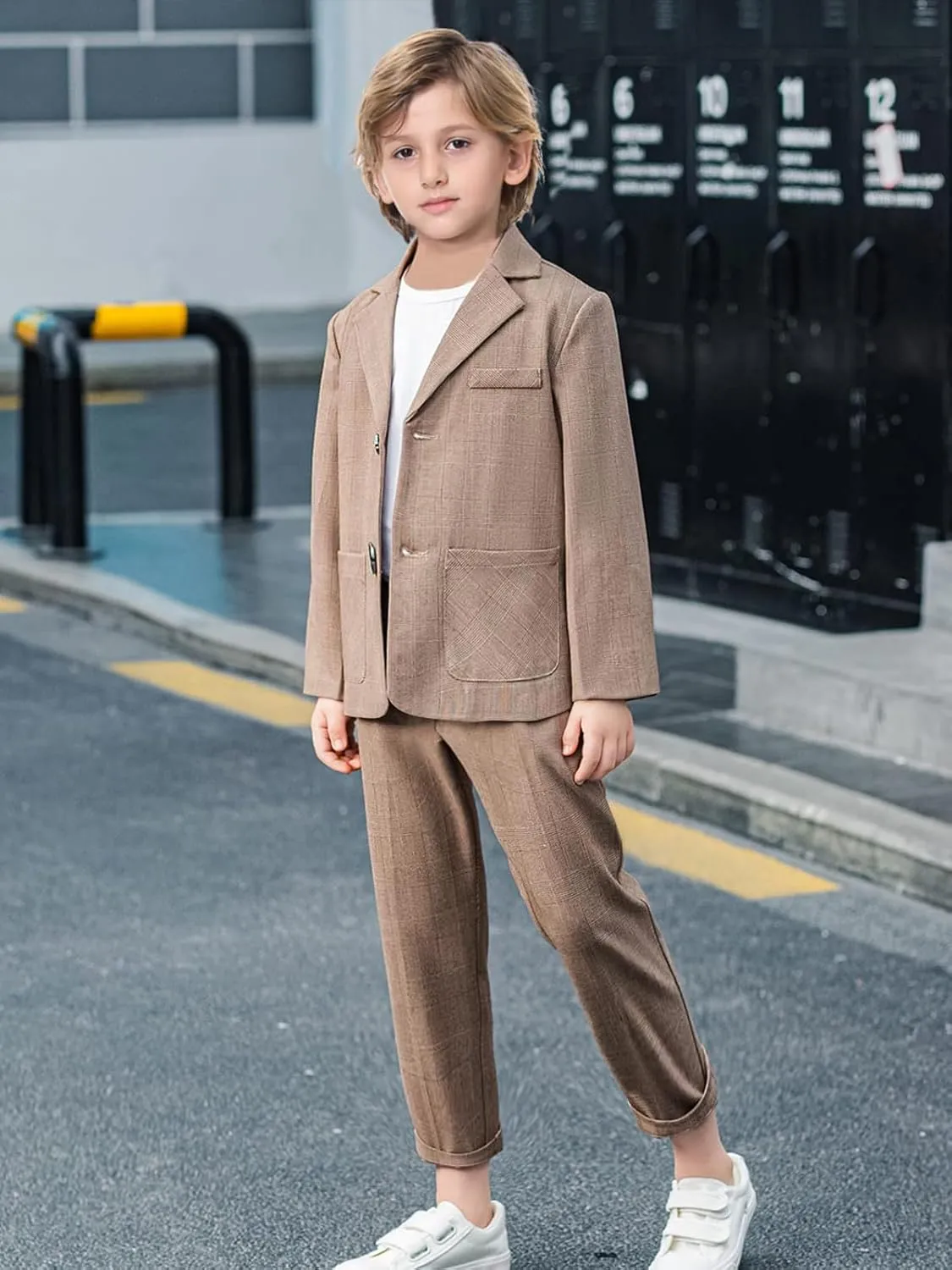 LOLANTA Boys Casual Suits Wedding Outfits Kids 2 Piece Gentleman Blazer and Pants Set Dresswear