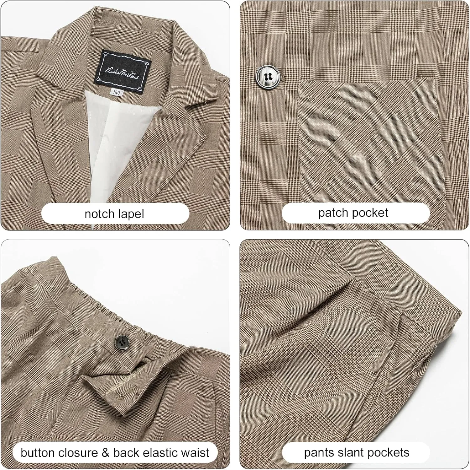LOLANTA Boys Casual Suits Wedding Outfits Kids 2 Piece Gentleman Blazer and Pants Set Dresswear