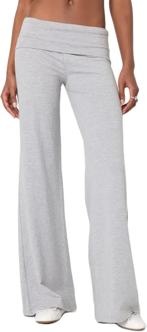 Luckinbaby Women's Flare Skinny Pants Fold Over Leggings Stretch Bootcut Bell Bottom Slim Fit Yoga Pants Y2k Joggers