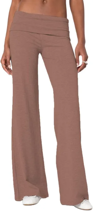 Luckinbaby Women's Flare Skinny Pants Fold Over Leggings Stretch Bootcut Bell Bottom Slim Fit Yoga Pants Y2k Joggers