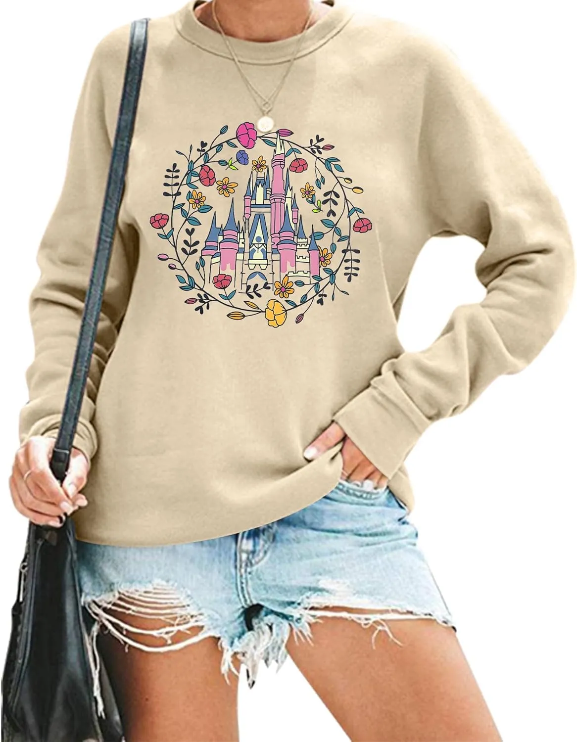Magic Kingdom Sweatshirt Women Magical Castle Graphic Pullover Shirts Family Vacation Casual Long Sleeve Tops