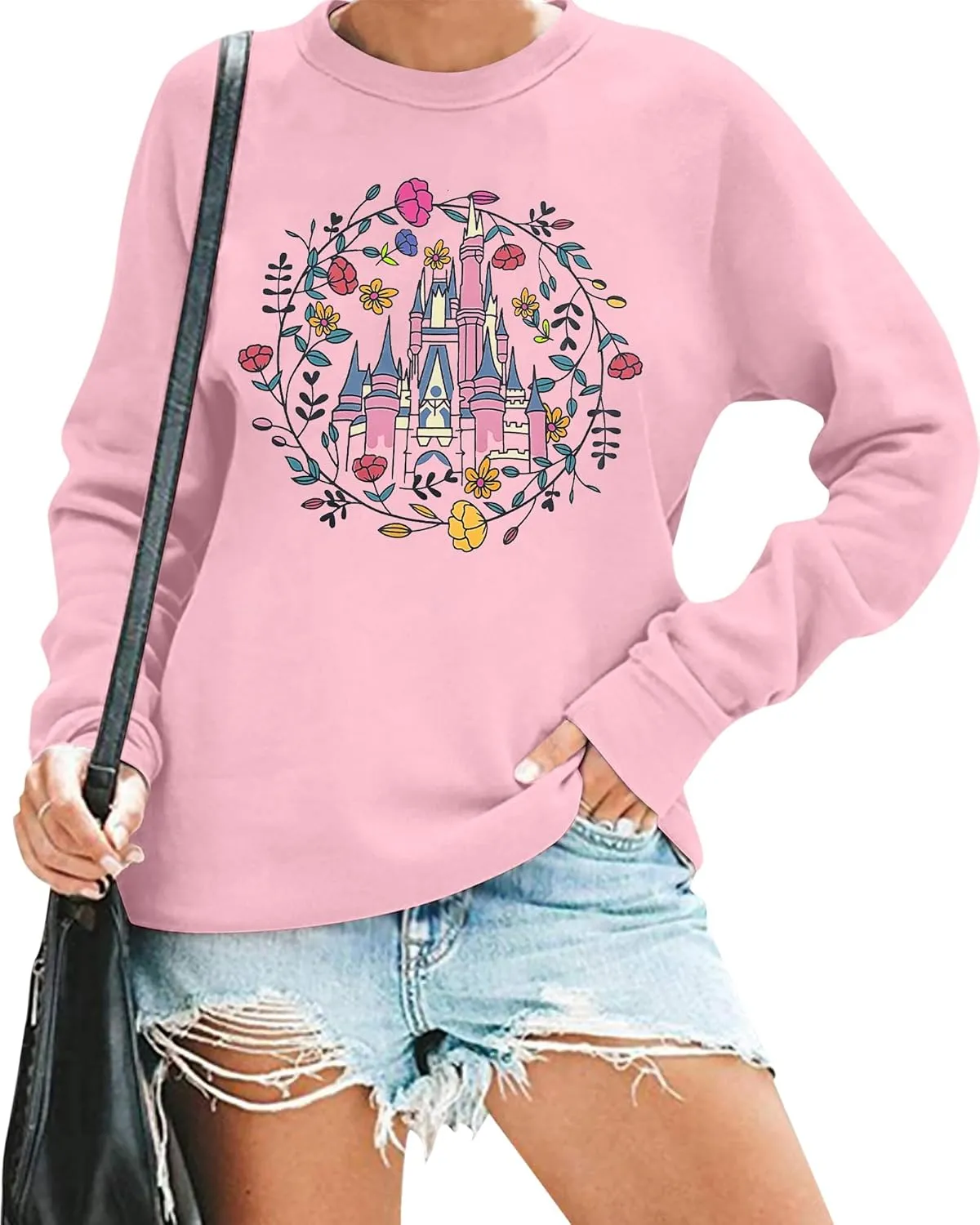 Magic Kingdom Sweatshirt Women Magical Castle Graphic Pullover Shirts Family Vacation Casual Long Sleeve Tops