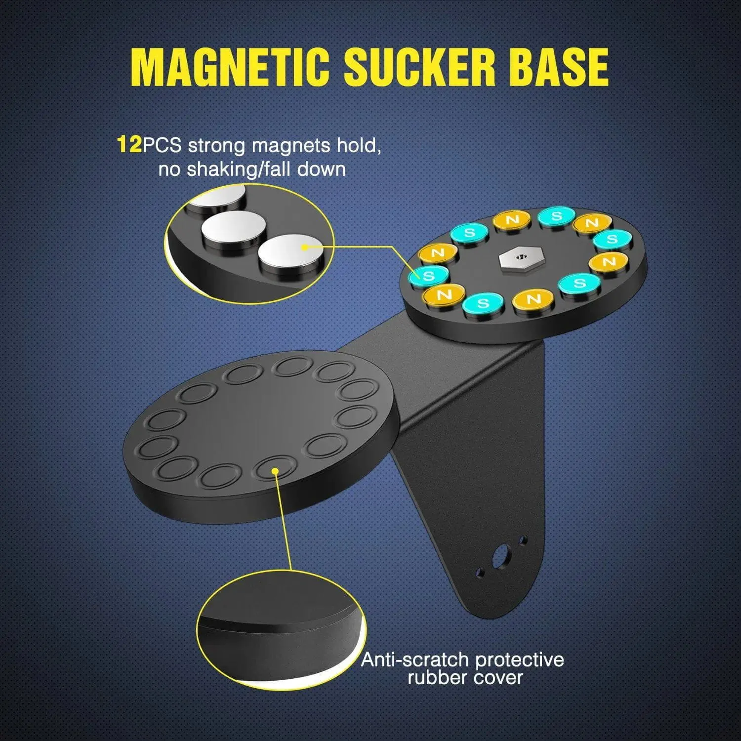 Magnetic Base Side-Mounted Sucker Holder Bracket (Pair)