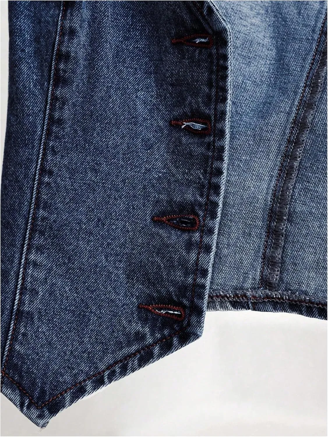 MakeMeChic Women's Denim Vest Tops Y2K Button Down V Neck Asymmetrical Crop Jean Vest Jackets
