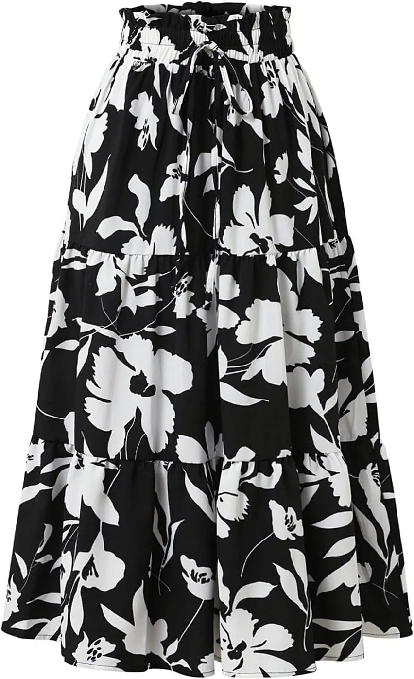 Maxi Skirt Boho Maxi Spring Flowy Boho Comfy Tiered Western Boho Mini Skirt