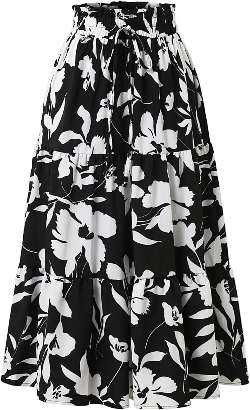 Maxi Skirt Boho Maxi Spring Flowy Boho Comfy Tiered Western Boho Mini Skirt