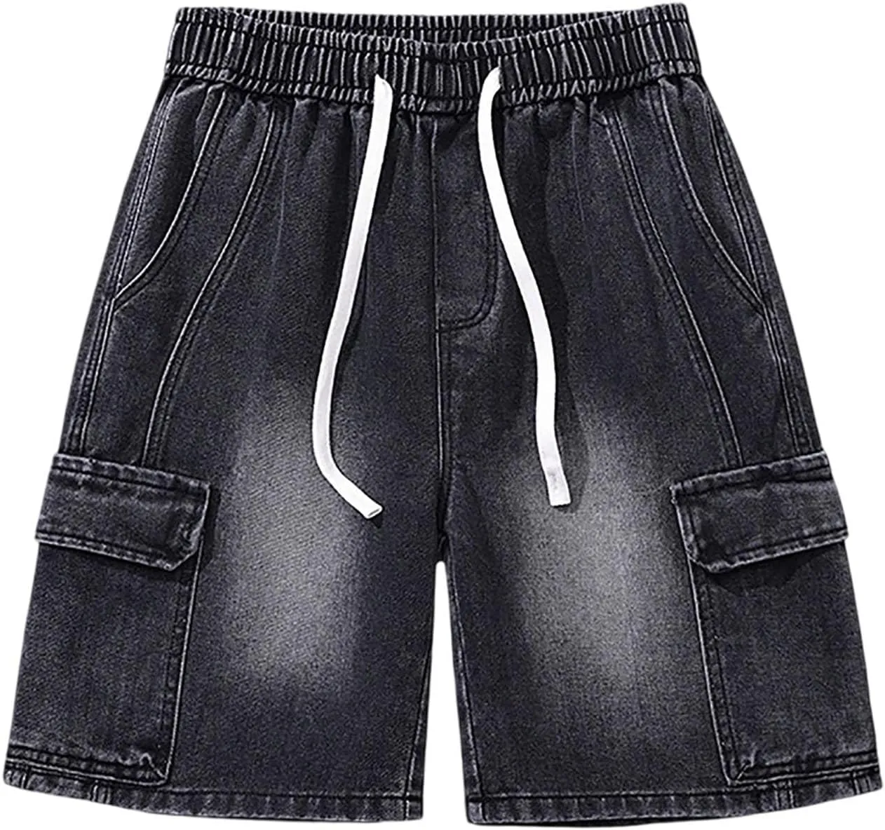 Men Y2K Grunge Baggy Jean Shorts Summer Casual Hip Hop Cargo Pants Loose Denim Shorts with Pockets