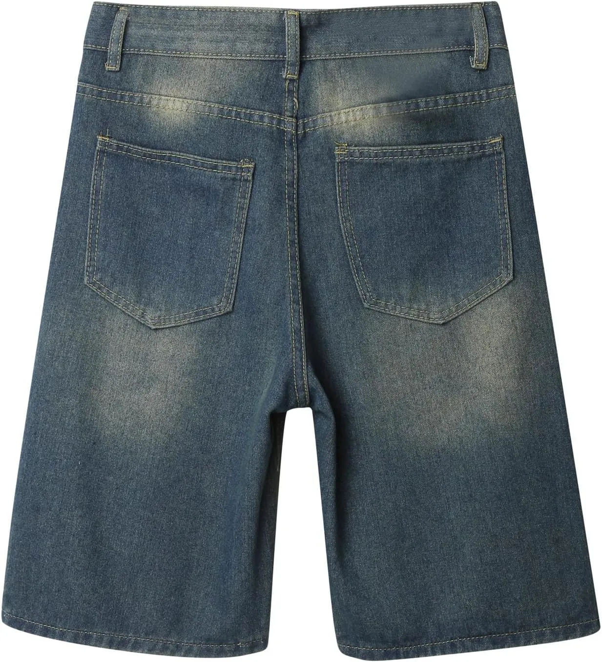 Mens Baggy Denim Jorts Y2K Grunge Loose Fit Hip Hop Jean Shorts Casual Short Jeans with Pockets Streetwear