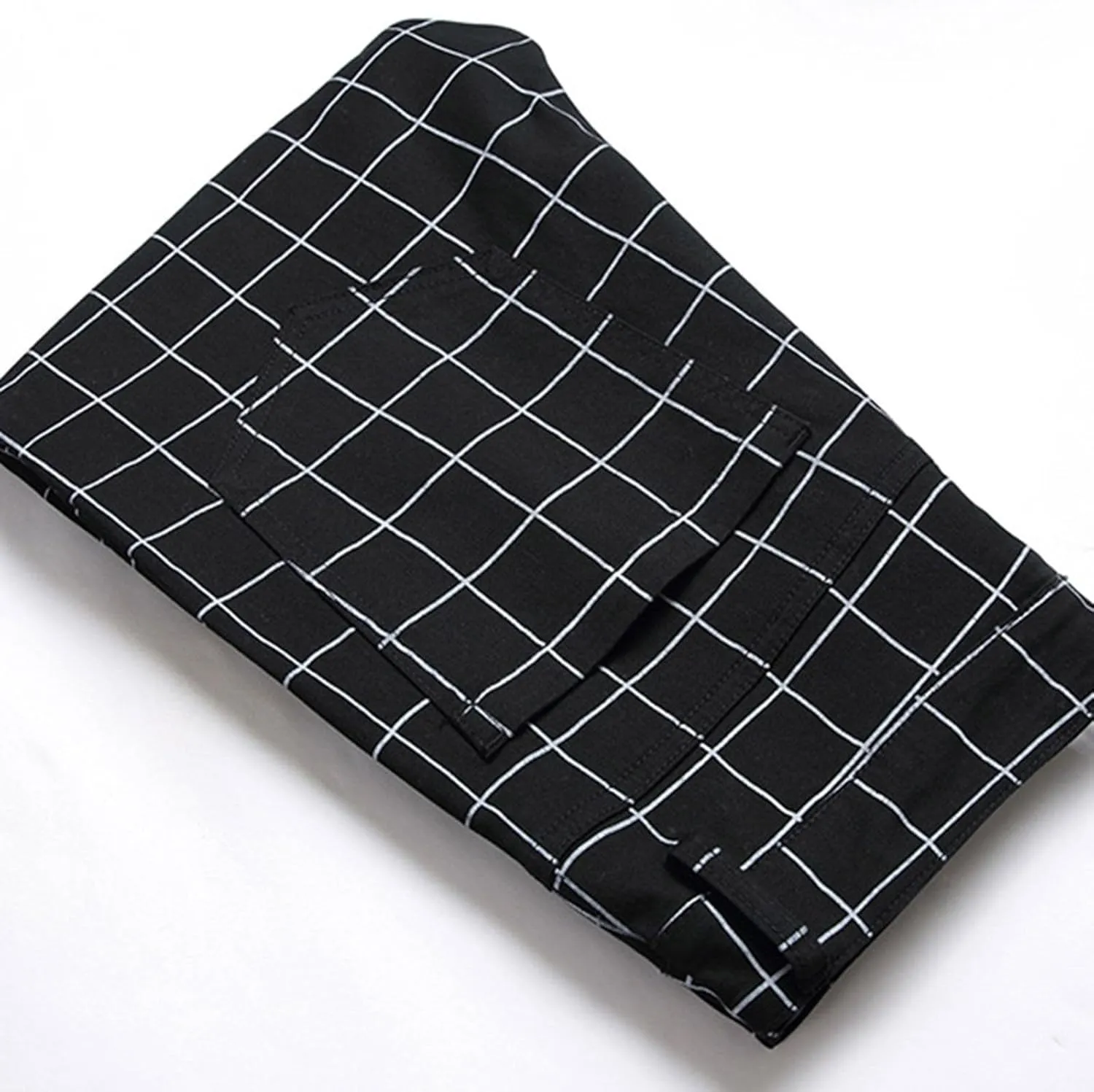Mens Casual Chino Pants Plaid Striped Print Straight Leg Skinny Classic Denim Pant Business Work Stretch Dress Pant