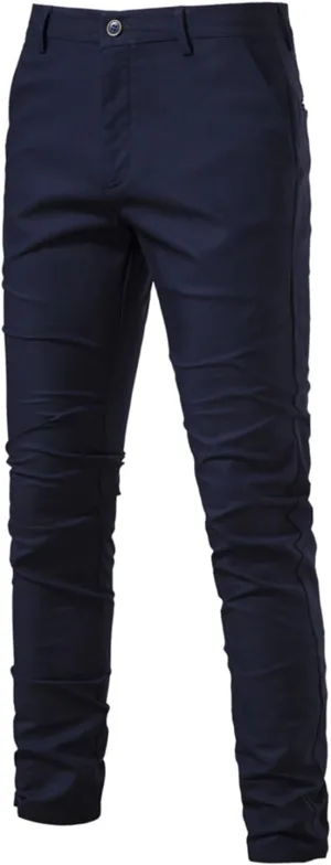 Men's Casual Dress Pants Stretch Fit Flat Front Breathable Pants Slim Fit Cargo Pants with Pockets for Work