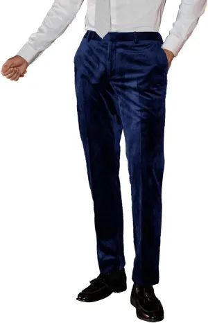 Men's Classic Fit Velvet Dress Pants Expandable Waist Flat Front Suit Pants for Men