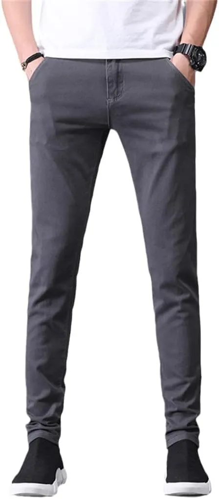 Men's Classic Khaki Casual Pants, Business Slim Fit Cotton Stretch Trousers