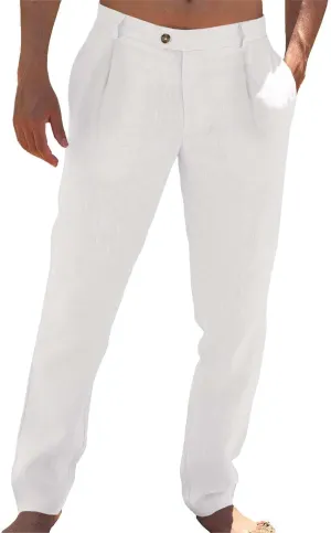 Men's Classic Slim Fit Dress Pants Casual Straight Leg Formal Work Pant Elastic Waisted Suit Trousers with Pockets