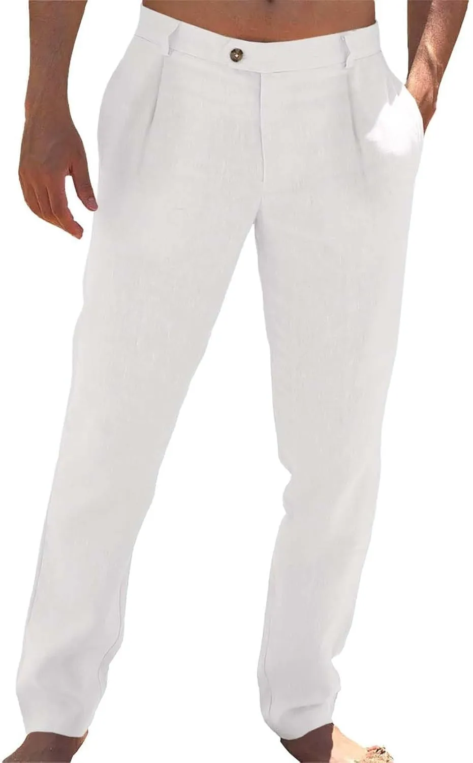 Men's Classic Slim Fit Dress Pants Casual Straight Leg Formal Work Pant Elastic Waisted Suit Trousers with Pockets