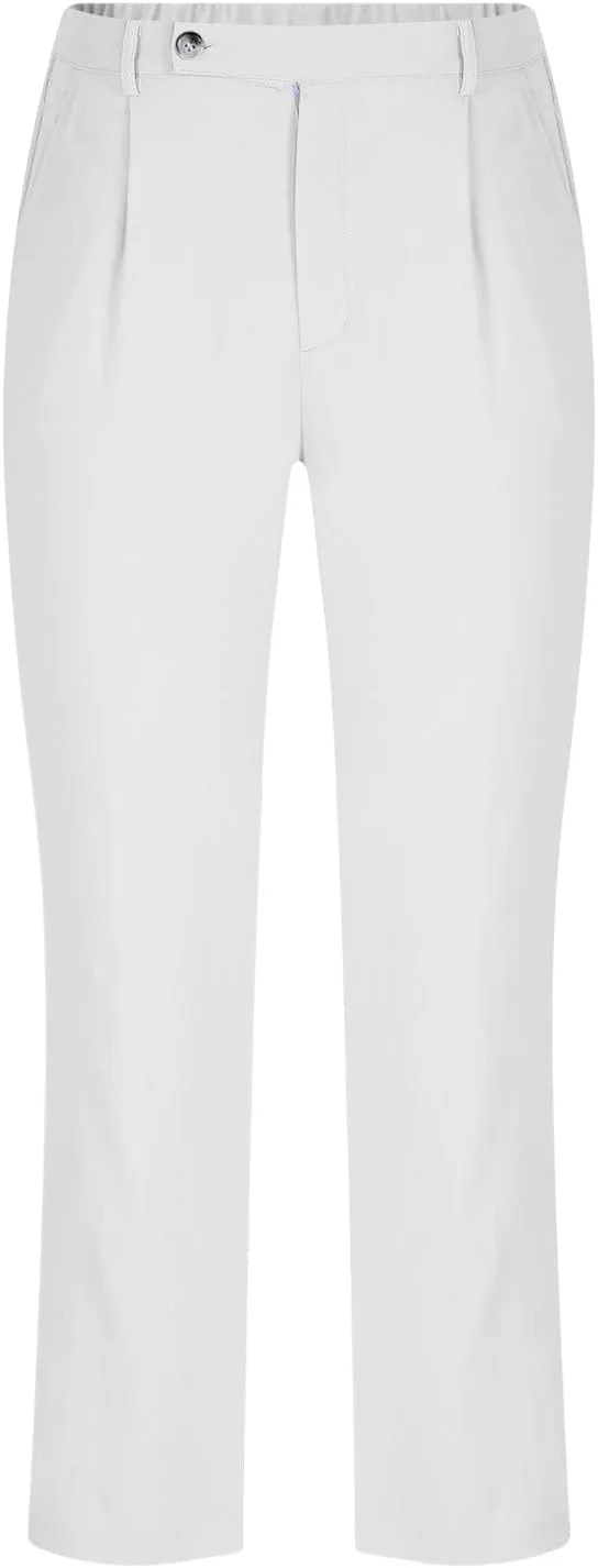 Men's Classic Slim Fit Dress Pants Casual Straight Leg Formal Work Pant Elastic Waisted Suit Trousers with Pockets