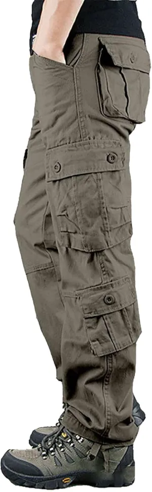 Mens Cotton Athletic Pants Multi Pocket Cargo Pants Men's Casual Pants Outdoor Wear Plus Size Running Jogging Pants