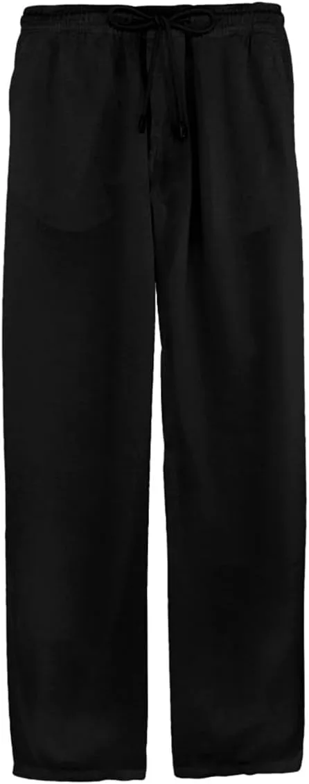 Men's Cotton Linen Drawstring Pants Elastic Waist Casual Long Pants Lightweight Loose Fit for Yoga Jogging Beachwear