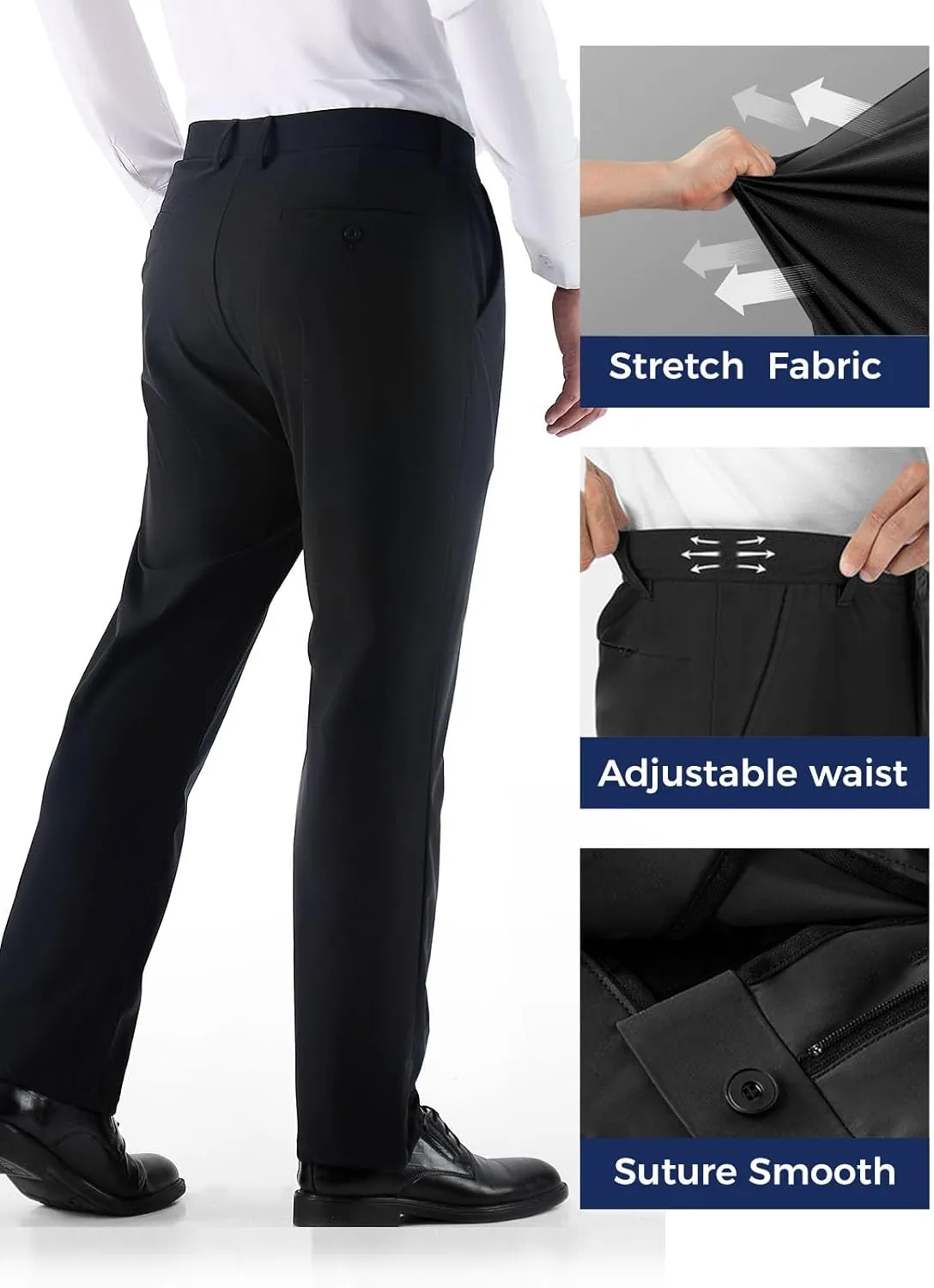 Mens Dress Pants, Cool 24X Men's Casual Classic Fit Golf Work Stretch Pants Lightweight Flat Front Pants