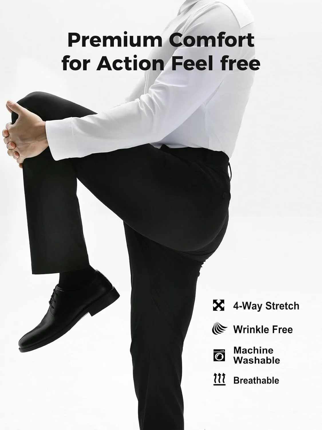 Mens Dress Pants, Cool 24X Men's Casual Classic Fit Golf Work Stretch Pants Lightweight Flat Front Pants