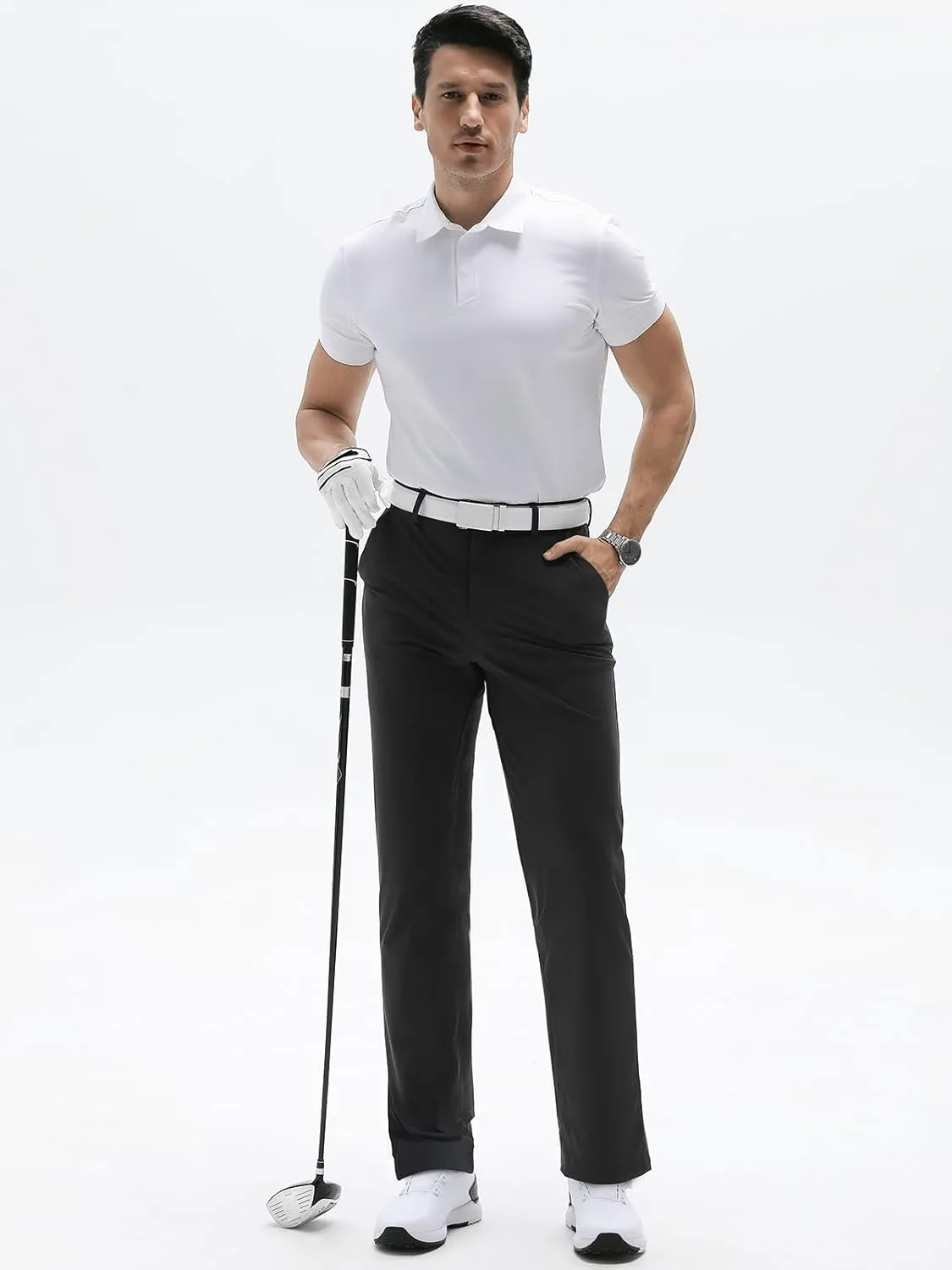 Mens Dress Pants, Cool 24X Men's Casual Classic Fit Golf Work Stretch Pants Lightweight Flat Front Pants