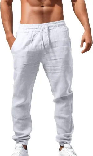 Mens Fashion Joggers Multi Pocket Athletic Pants Casual Outdoor Trousers Loose Fit Work Pants with Drawstring