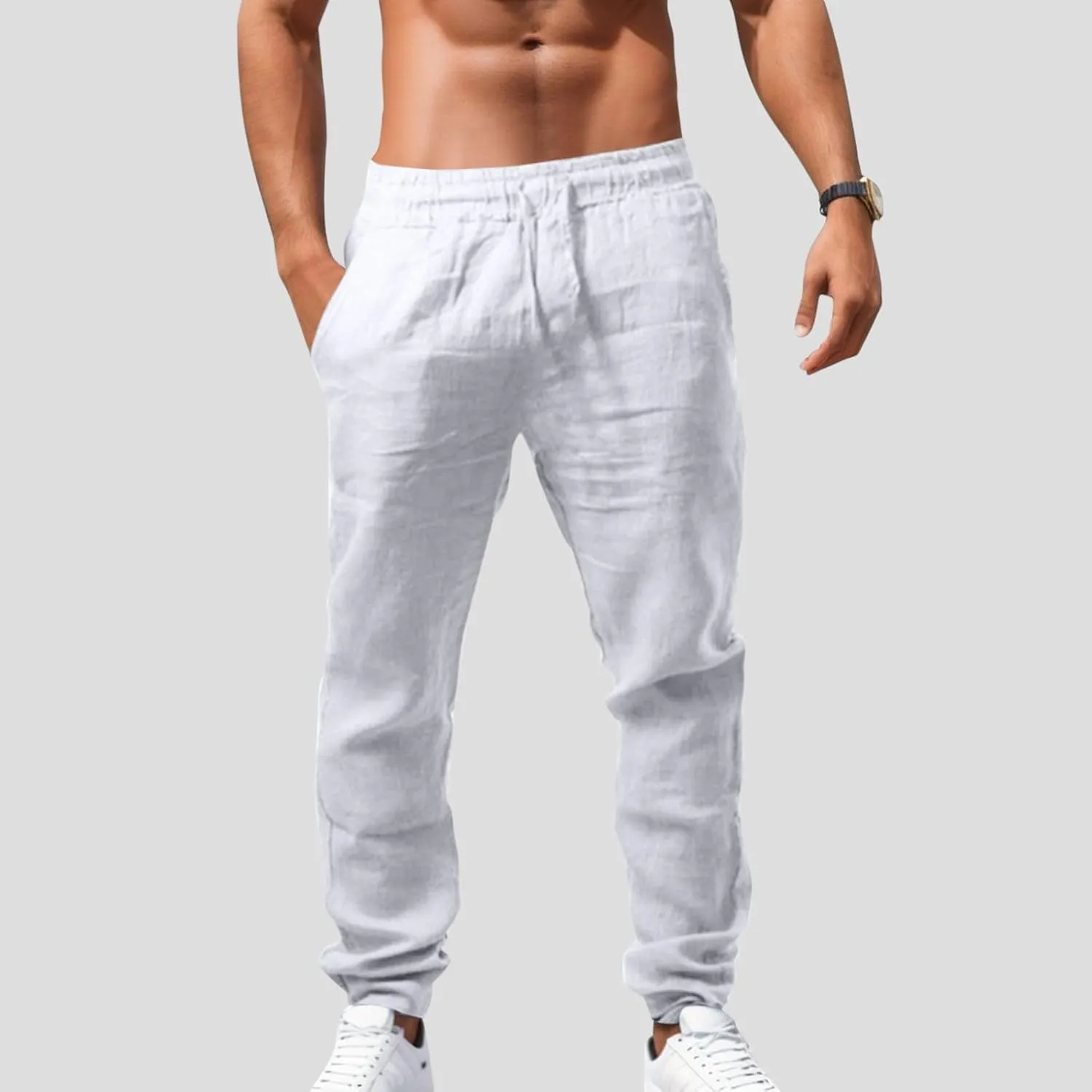 Mens Fashion Joggers Multi Pocket Athletic Pants Casual Outdoor Trousers Loose Fit Work Pants with Drawstring