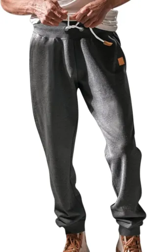 Men's Fleece Cargo Sweatpants Baggy Wide Straight Leg Joggers Classic Fit Flat Front Leisure and Daily Wear