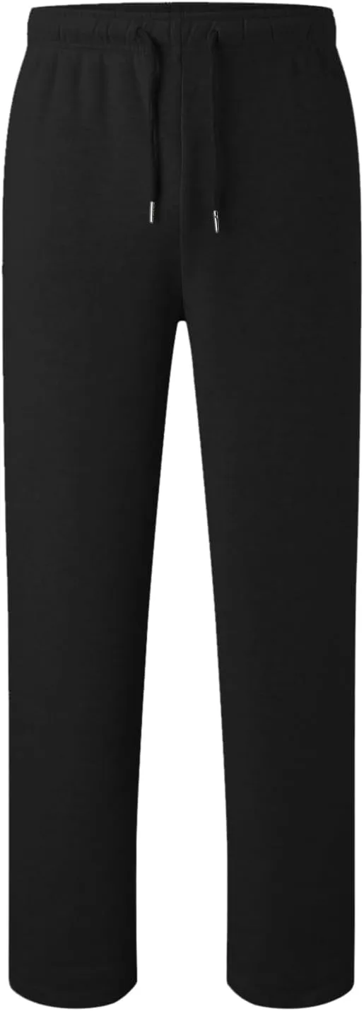 Men's Fleece Cargo Sweatpants Baggy Wide Straight Leg Joggers Classic Fit Flat Front Leisure and Daily Wear