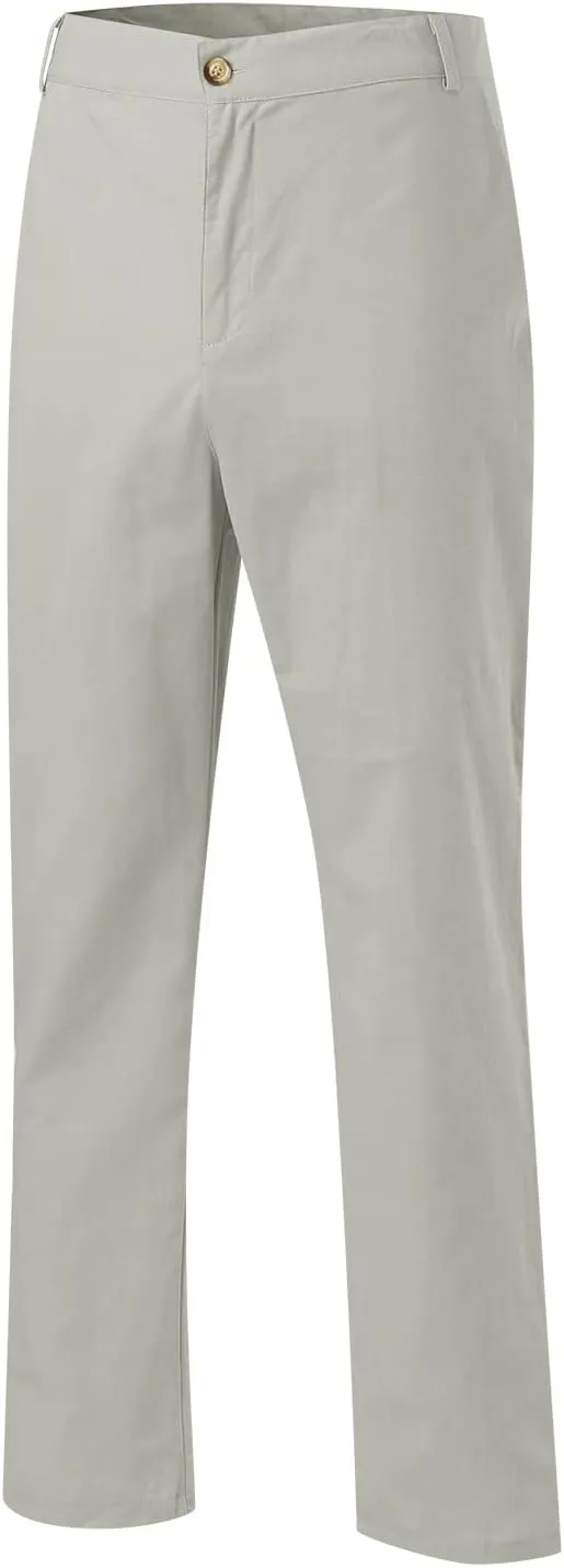 Mens Linen Dress Pants Casual Cotton Blend Relaxed Fit Straight Leg Khaki Pants Flat Front Twill Chino Trousers for Men