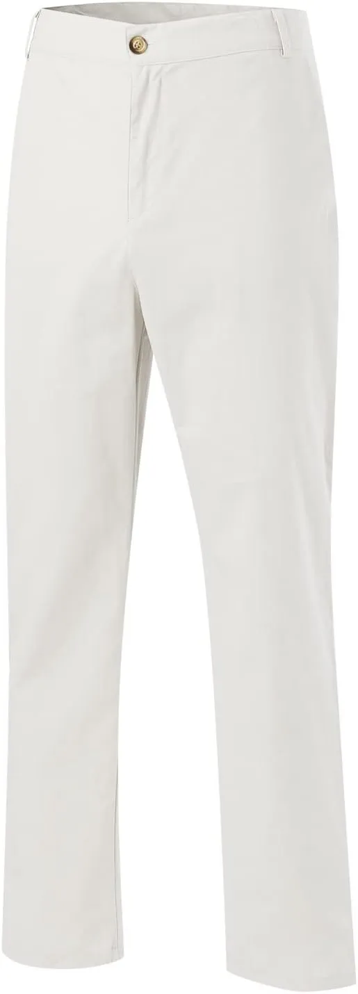 Mens Linen Dress Pants Casual Cotton Blend Relaxed Fit Straight Leg Khaki Pants Flat Front Twill Chino Trousers for Men