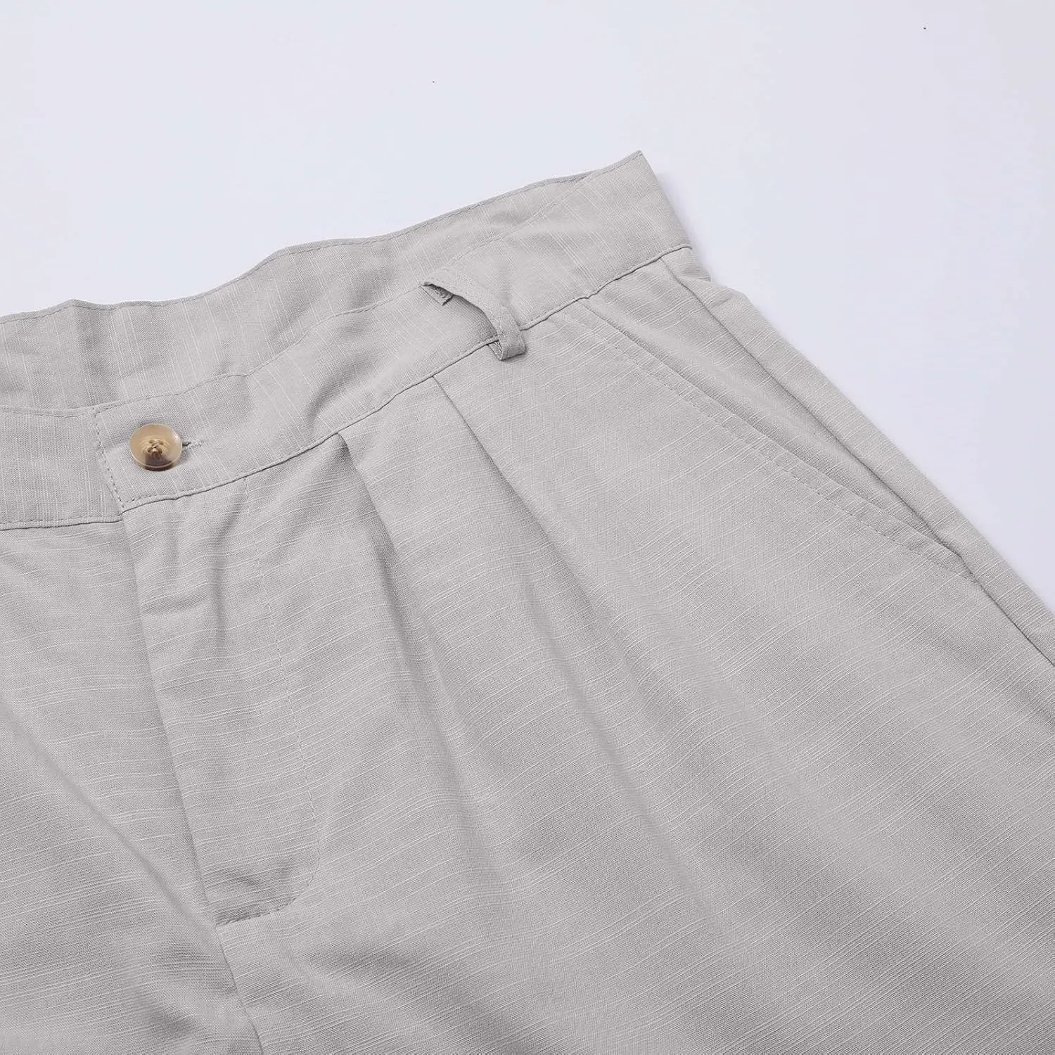 Mens Linen Pants Big and Tall Classic Flat Front Chino Pants Casual Lightweight Straight Leg Summer Beach Trousers