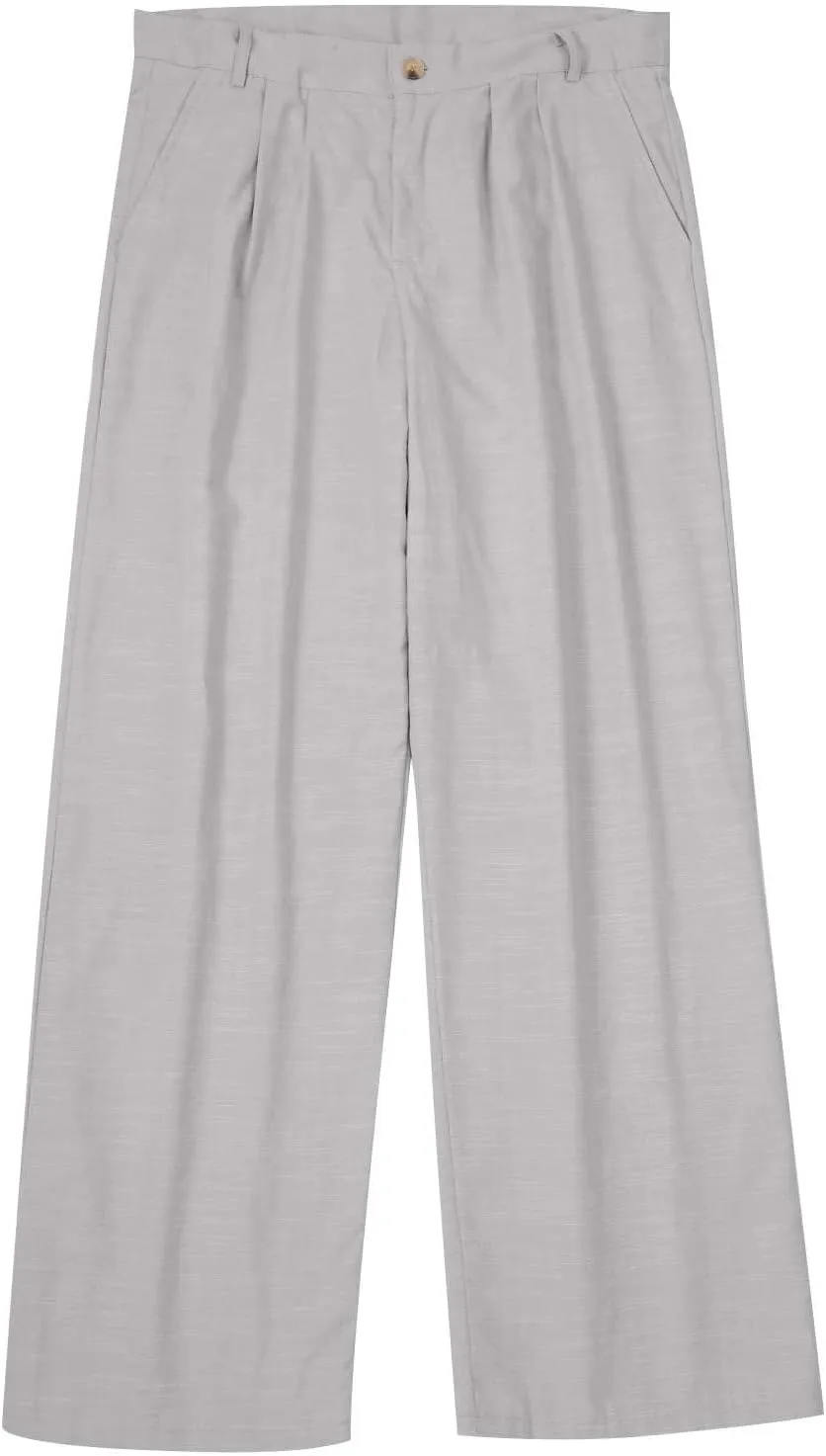 Mens Linen Pants Big and Tall Classic Flat Front Chino Pants Casual Lightweight Straight Leg Summer Beach Trousers
