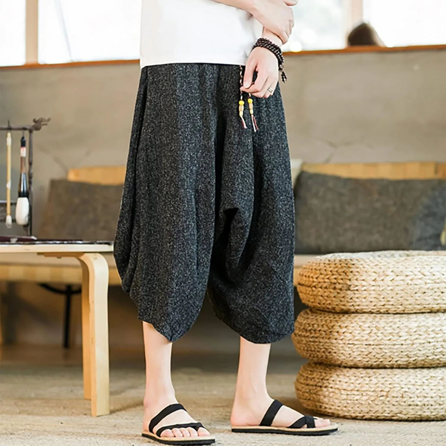 Mens Plaid Pants Mens Casual Elastic Drawstring Cargo Pants Lightweight Relaxed Fit Cotton Workout Sweatpants 2023