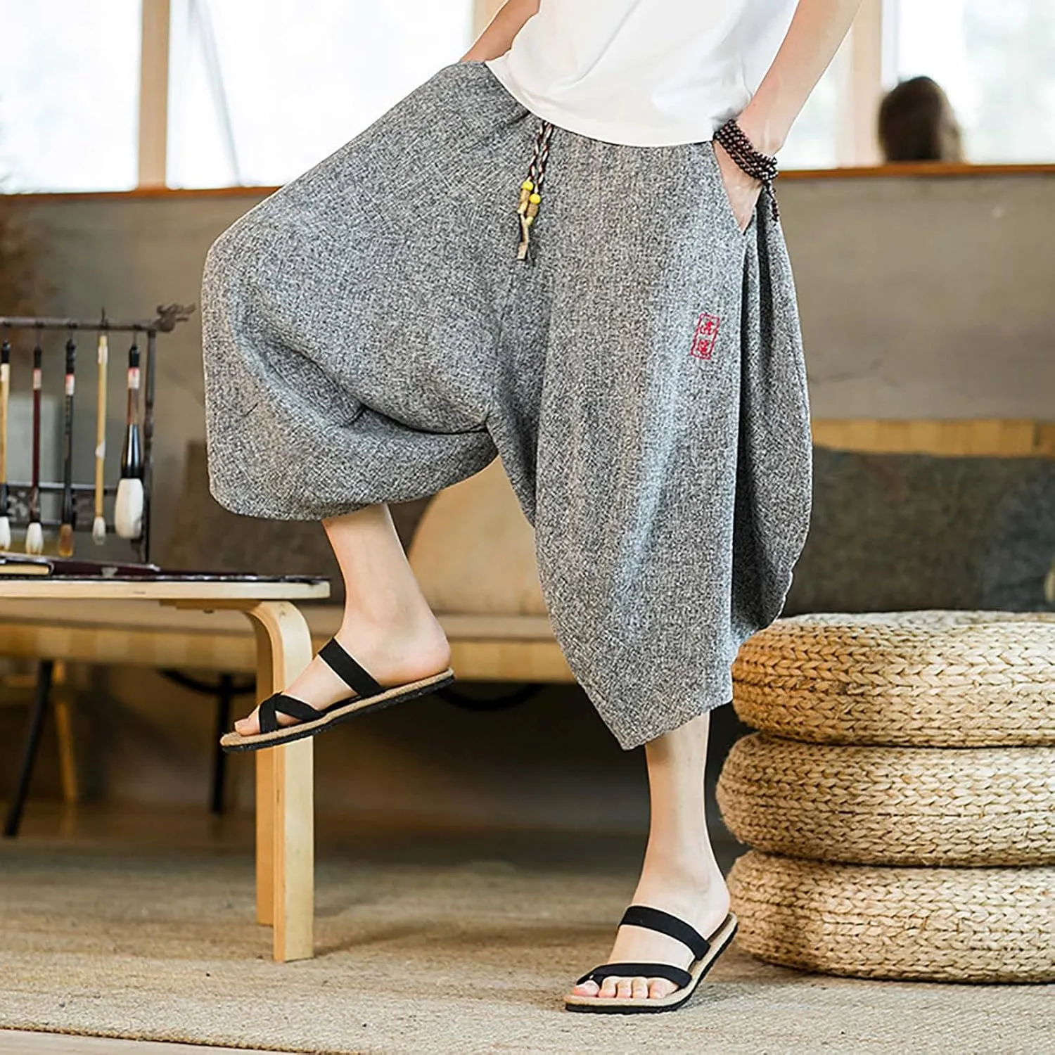 Mens Plaid Pants Mens Casual Elastic Drawstring Cargo Pants Lightweight Relaxed Fit Cotton Workout Sweatpants 2023