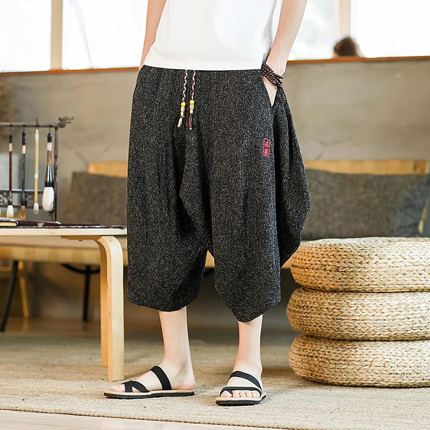 Mens Plaid Pants Mens Casual Elastic Drawstring Cargo Pants Lightweight Relaxed Fit Cotton Workout Sweatpants 2023