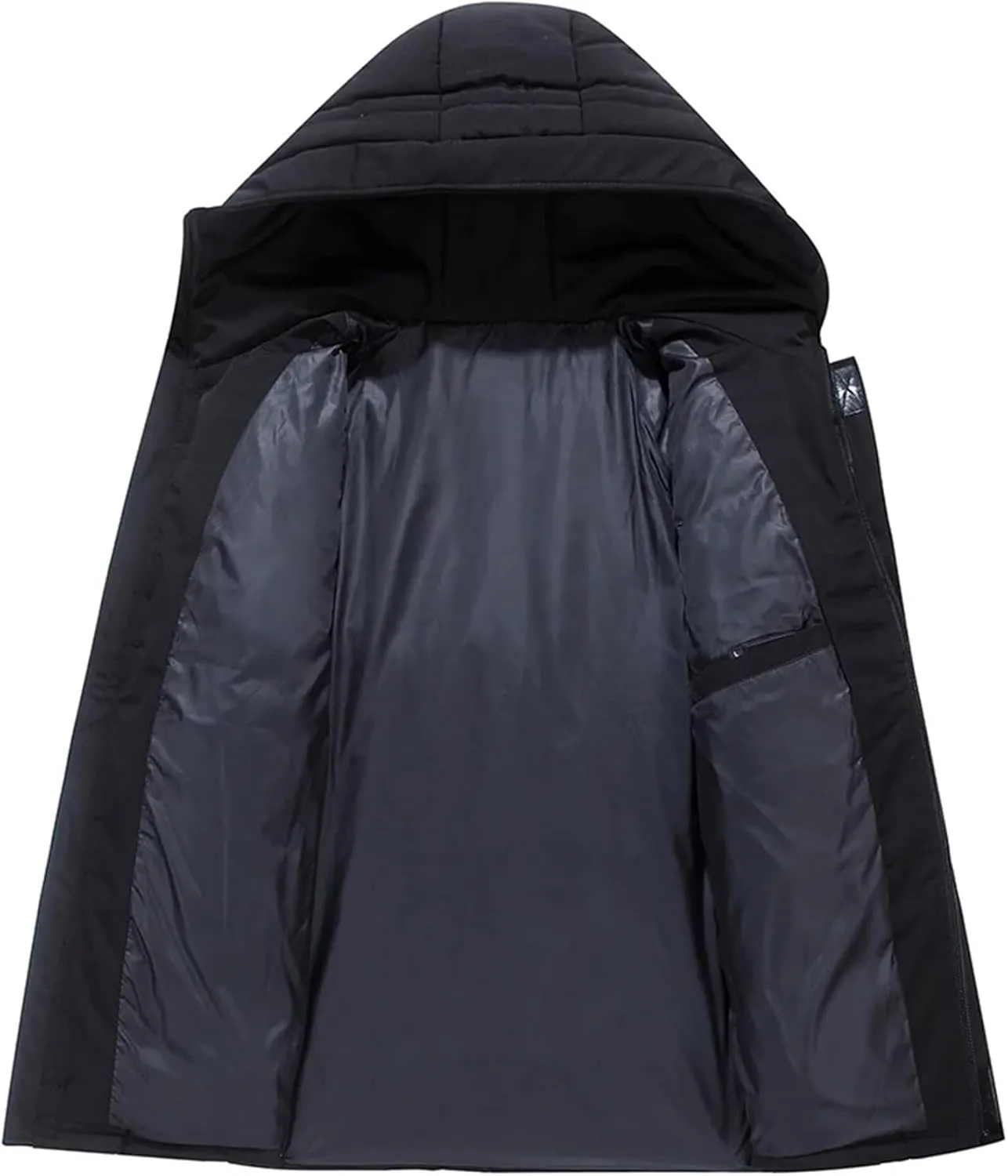 Men's Puffer Jacket Multi-Pocket Hooded Thick Warm Cotton-Padded Coat Winter Heavy Warm Quilted Jackets