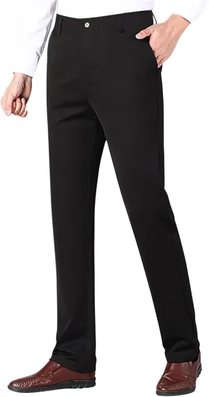 Mens Slim Fit Dress Pants Business Casual Formal Classic Suit Pant Expandable Waist Flat Front Leisure Travel Trouser