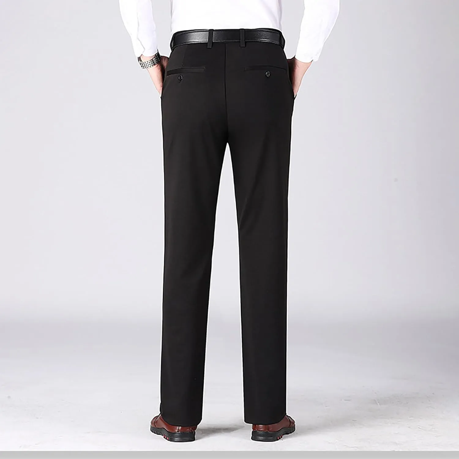 Mens Slim Fit Dress Pants Business Casual Formal Classic Suit Pant Expandable Waist Flat Front Leisure Travel Trouser