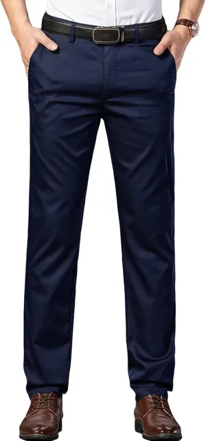 Men's Slim Fit Flat Front Pant Relaxed Business Dress Pant Chino Pant Skinny Fit Stretch Weddings Dress Pant