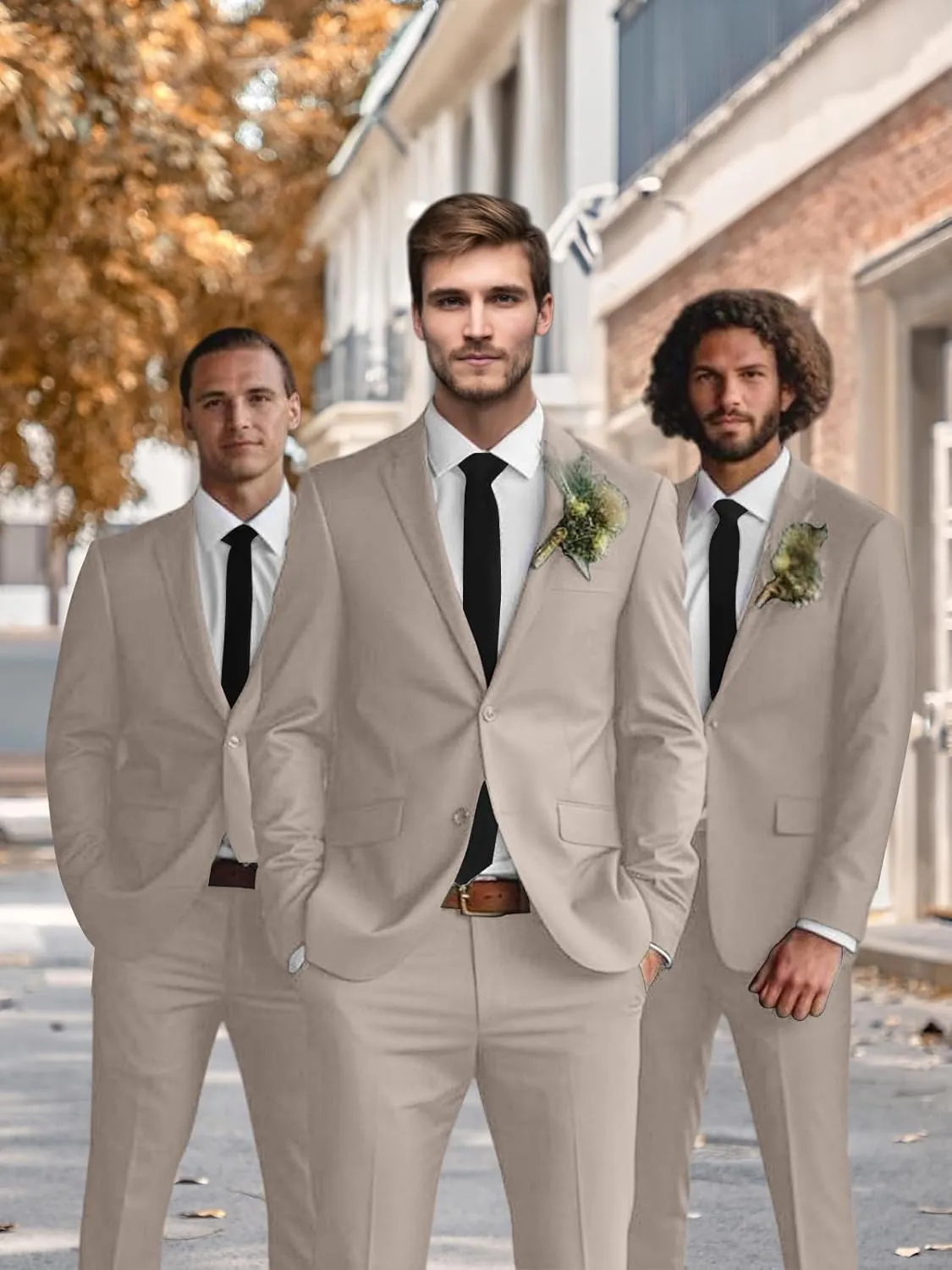 Mens Suits 3 Piece Slim Fit Suit Set Solid Tuxedo Set for Wedding Groomsmen Business Prom Party