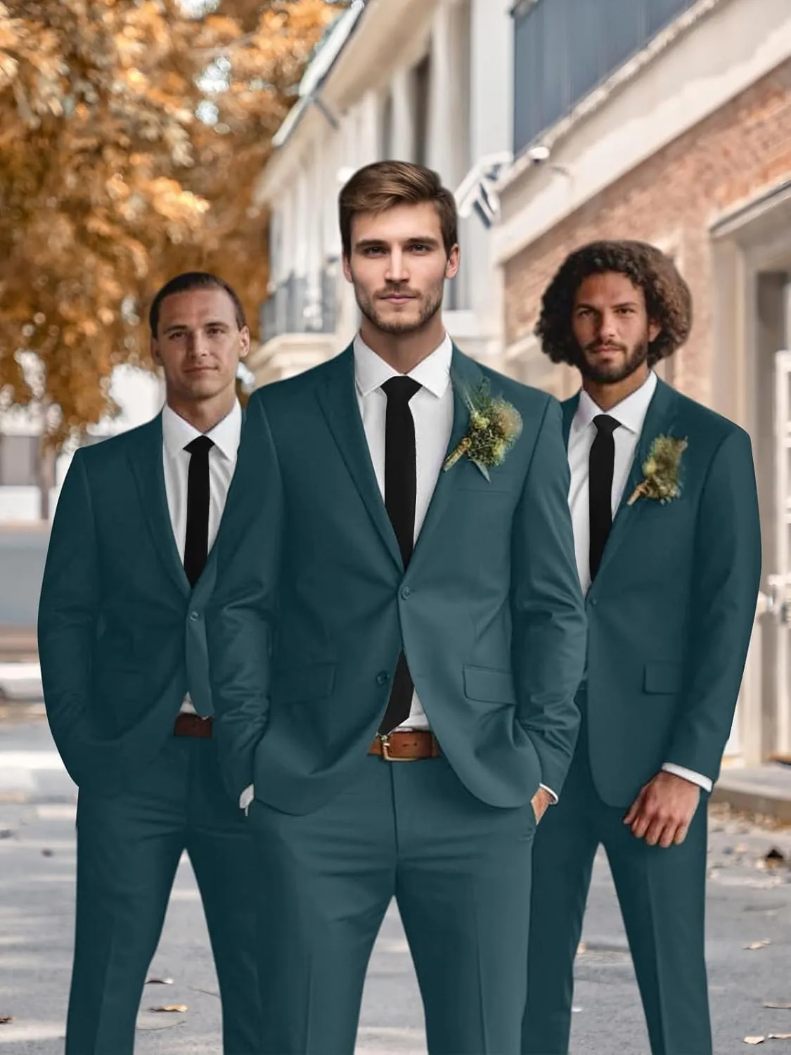 Mens Suits 3 Piece Slim Fit Suit Set Solid Tuxedo Set for Wedding Groomsmen Business Prom Party