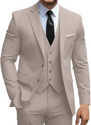 Mens Suits 3 Piece Slim Fit Suit Set Solid Tuxedo Set for Wedding Groomsmen Business Prom Party