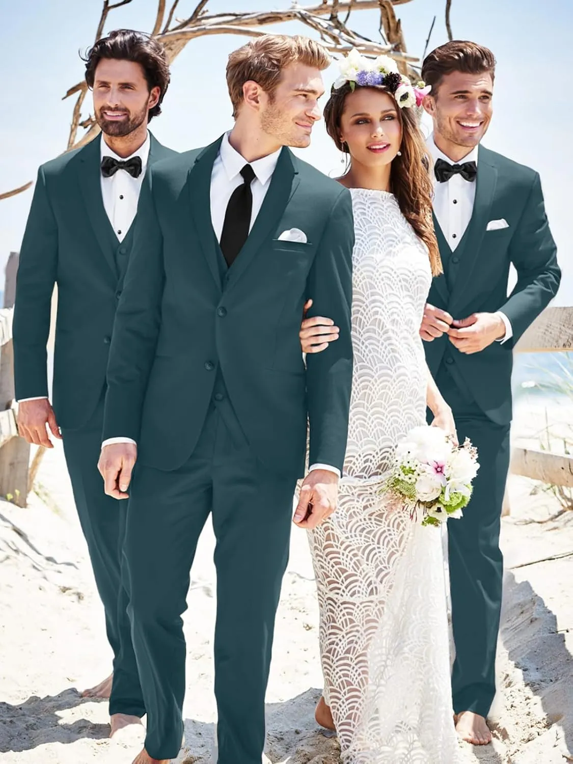 Mens Suits 3 Piece Slim Fit Suit Set Solid Tuxedo Set for Wedding Groomsmen Business Prom Party