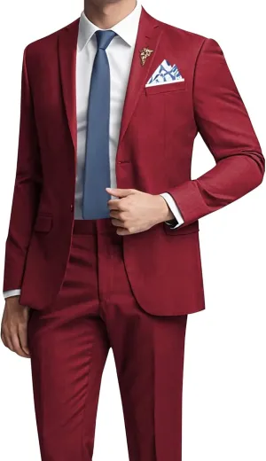 Mens Suits Slim Fit 2 Piece Wedding Prom Tuxedo Classic Blazer Jacket Pants Set