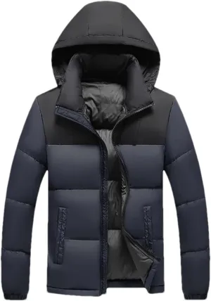 Men's Winter Puffer Jacket Fashion Hooded Down Cotton Padded Coat Casual Thickened Warm Parka Ski Wear