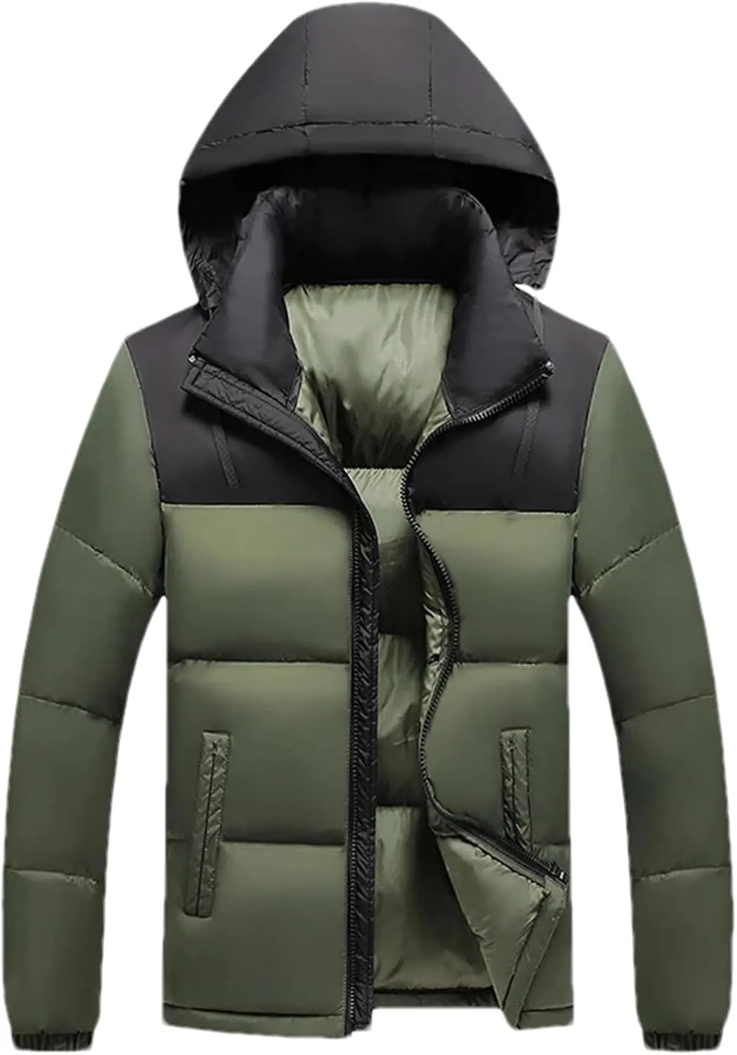 Men's Winter Puffer Jacket Fashion Hooded Down Cotton Padded Coat Casual Thickened Warm Parka Ski Wear
