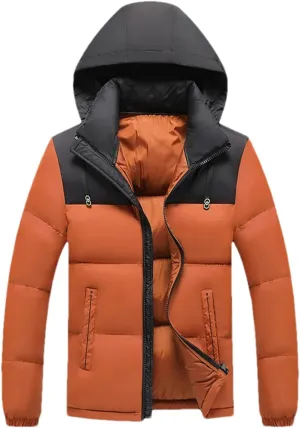Men's Winter Puffer Jacket Fashion Hooded Down Cotton Padded Coat Casual Thickened Warm Parka Ski Wear
